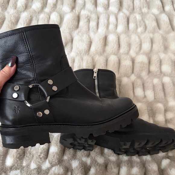 Frye Shoes - Frye Black Leather Moto Boots